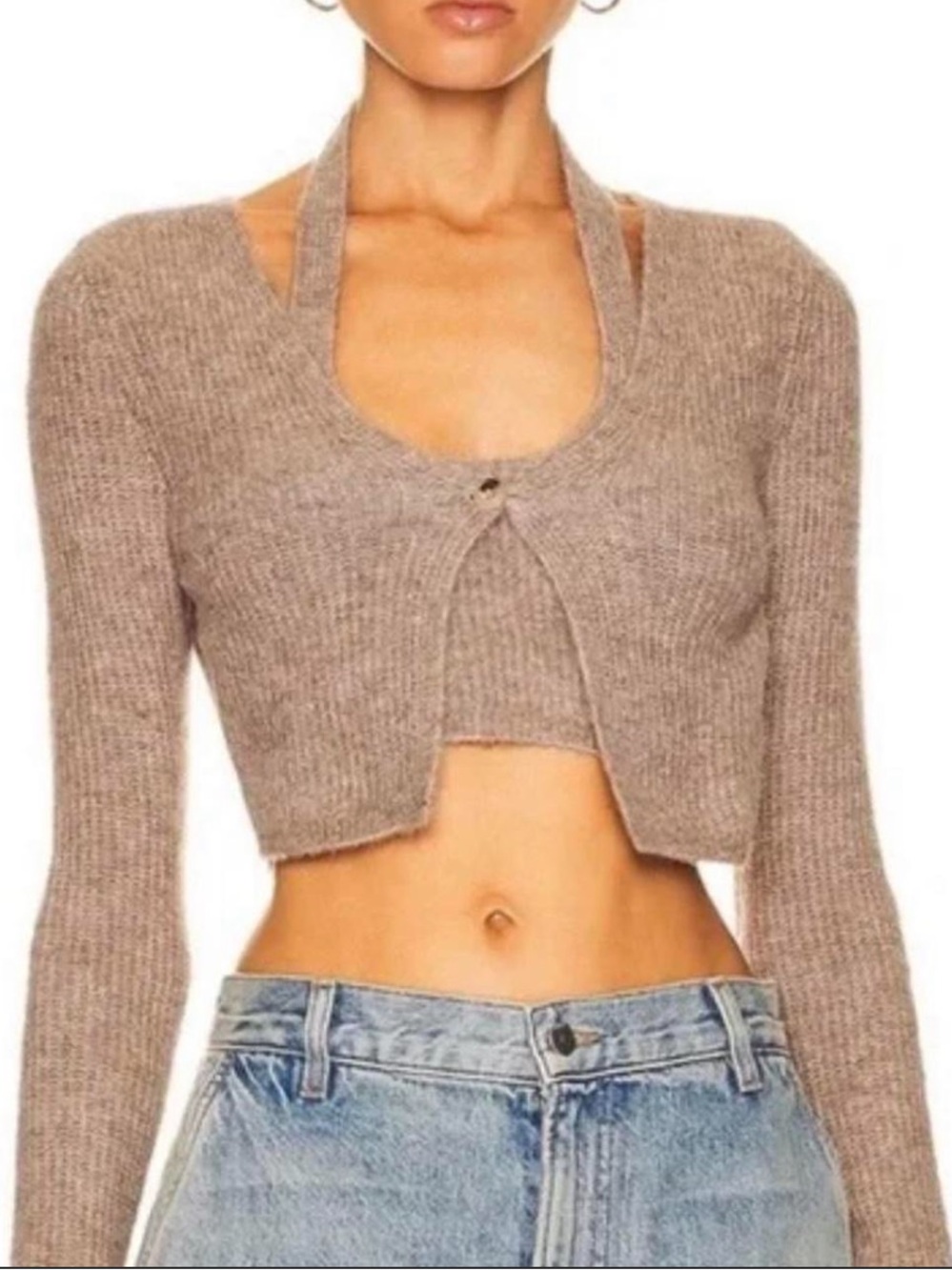 Alexander Wang Twinset Long Sleeve Cardigan in Brown